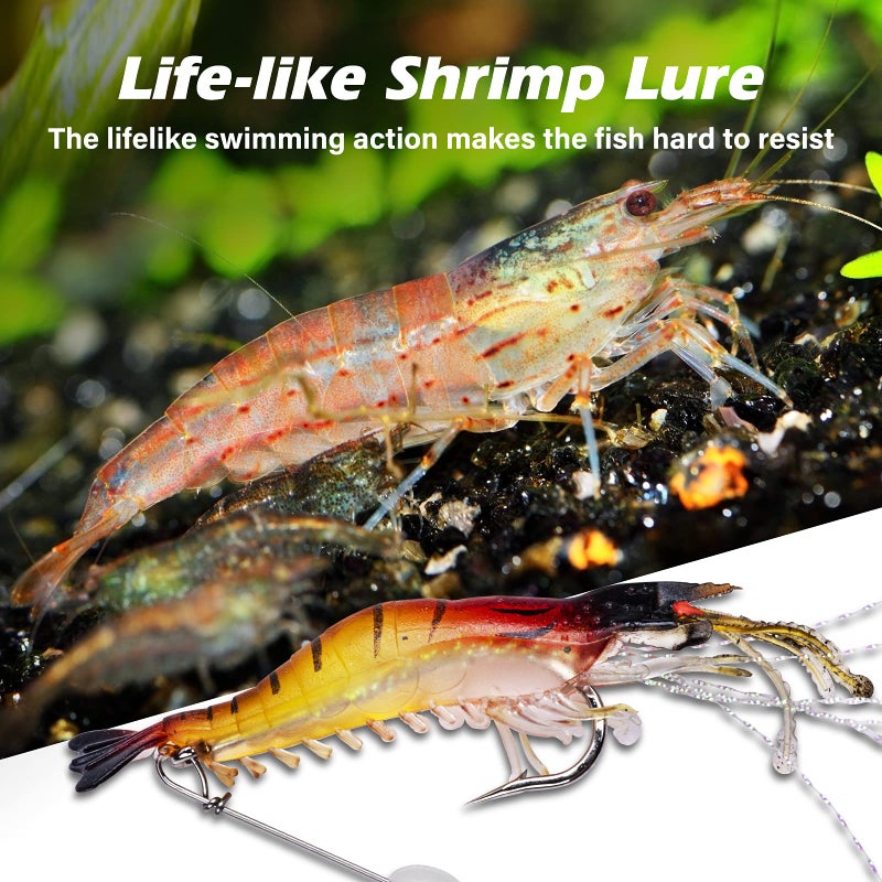 Goture Soft Lures Shrimp Bait Set Kit Lots for Freshwater Trout Bass Salmon 15pcs - Image 2